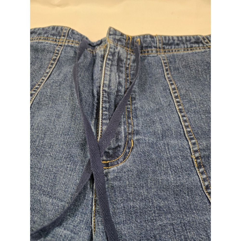 Cherokee Brand Womens Denim Shorts Blue Elastic Waist Drawstring Size 16 Cotton - Picture 4 of 9